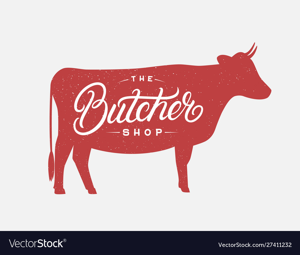 Butcher shop hand written lettering logo vector image Butcher shop hand written lettering logo