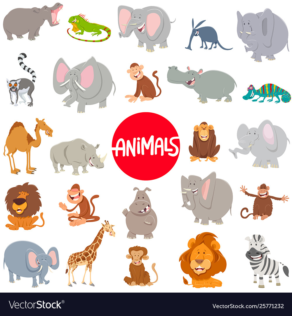 Cartoon animal characters large set Royalty Free Vector Cartoon animal characters large set Royalty Free Vector