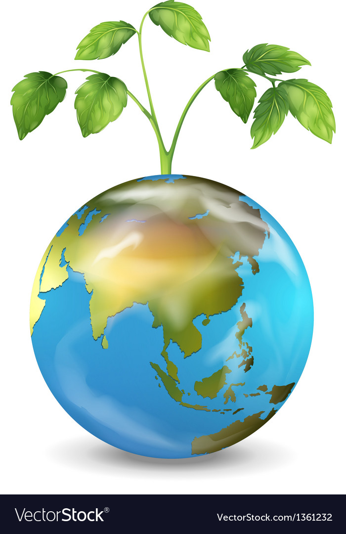 Earth growing plant Royalty Free Vector Image - VectorStock