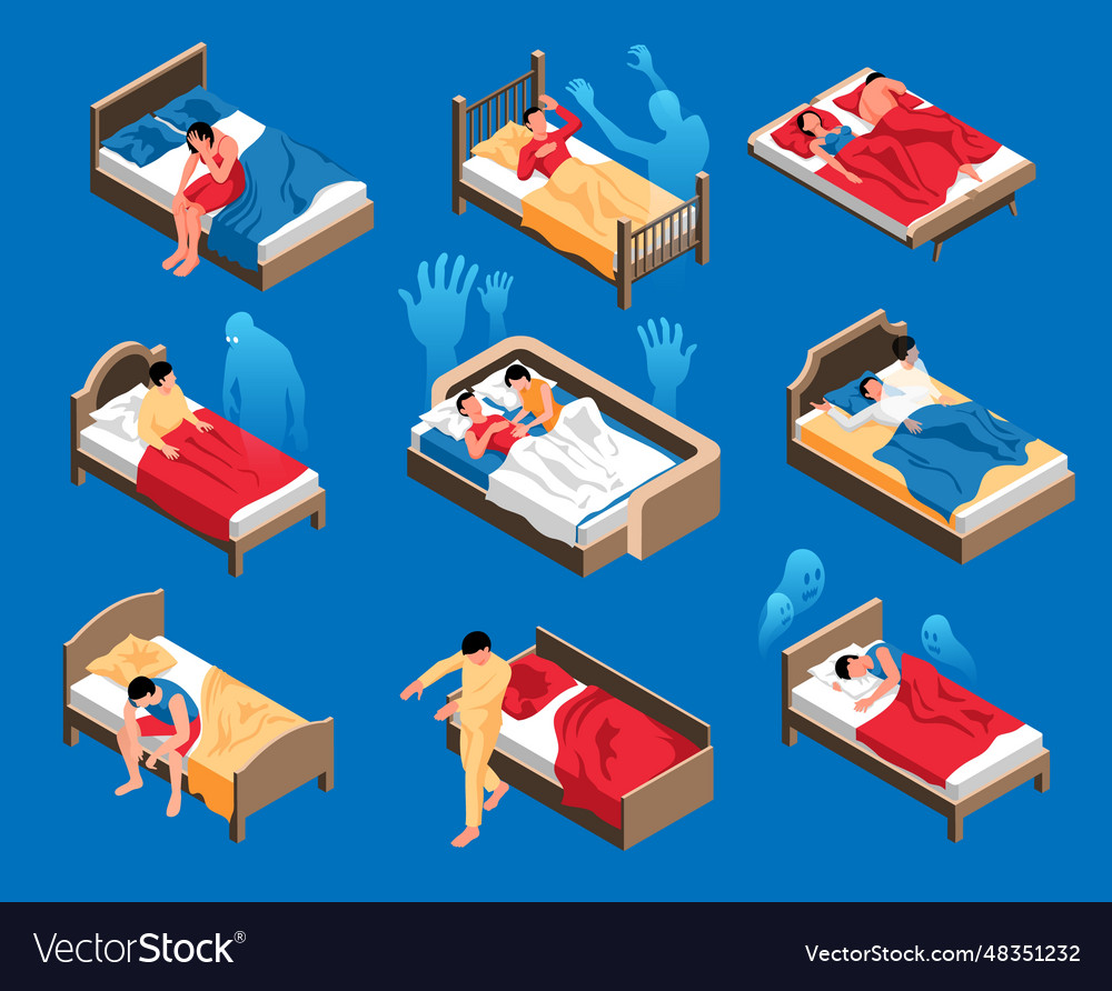 People nightmares isometric set Royalty Free Vector Image