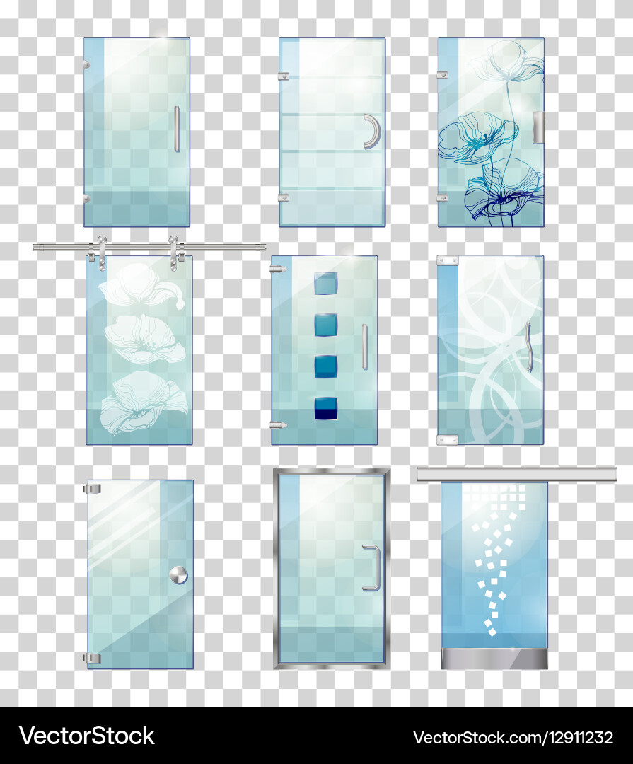 Set of various types contemporary glass doors Vector Image