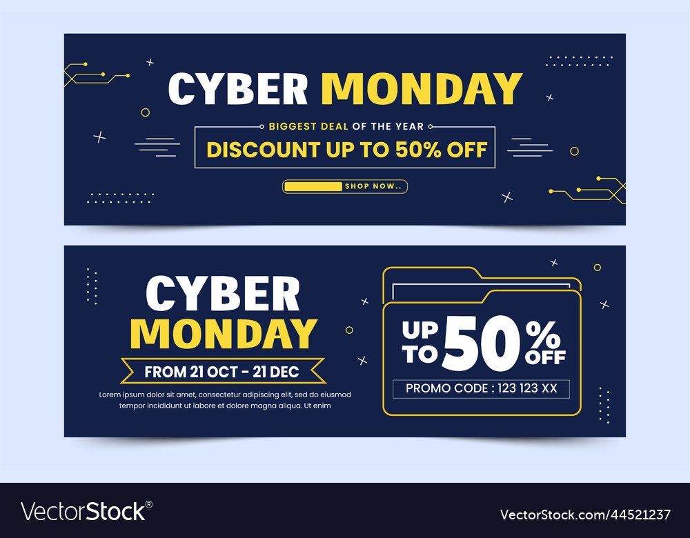 Cyber monday banner ads design template Royalty Free Vector