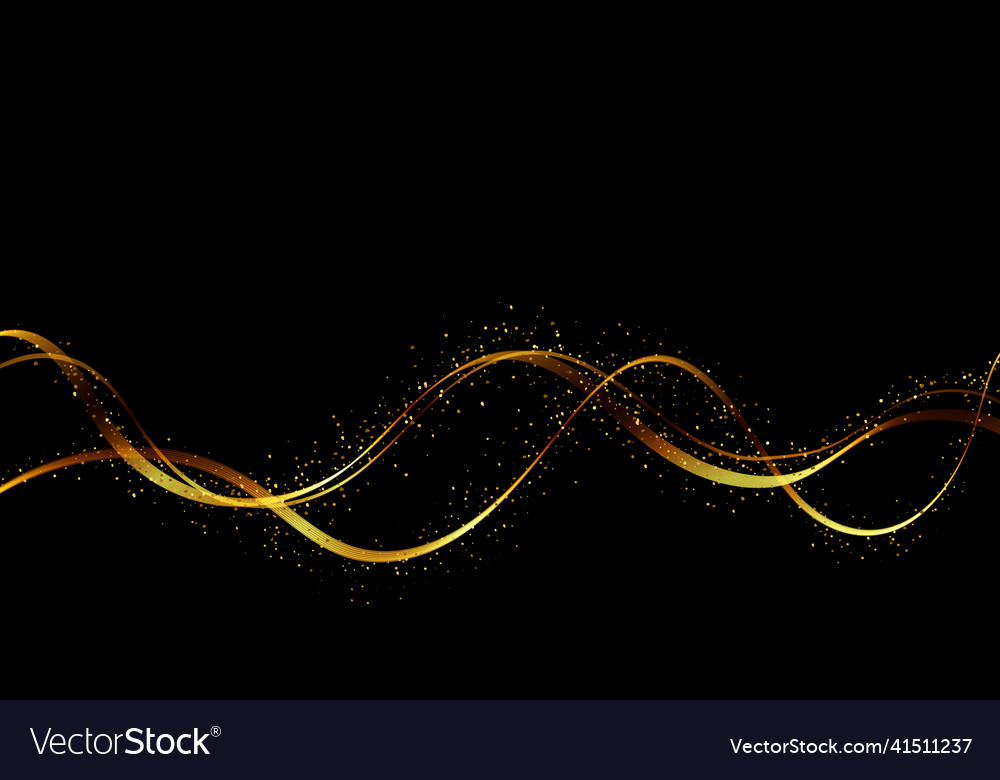 Gold lines on a black background with glittery Vector Image