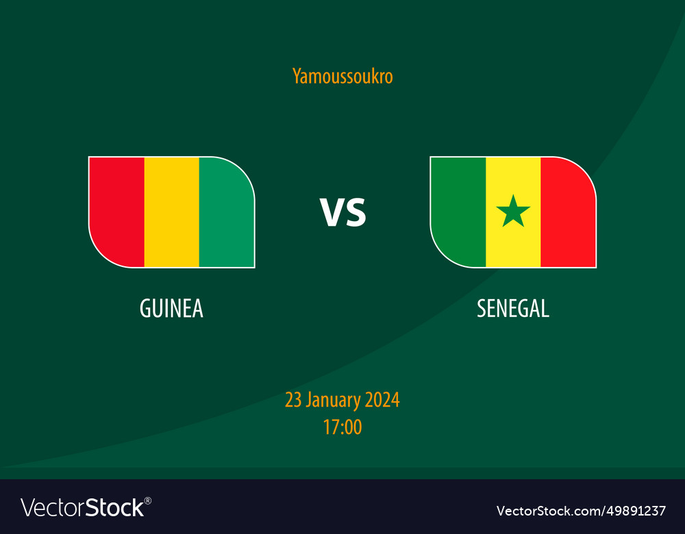 Guinea vs senegal football scoreboard broadcast Vector Image