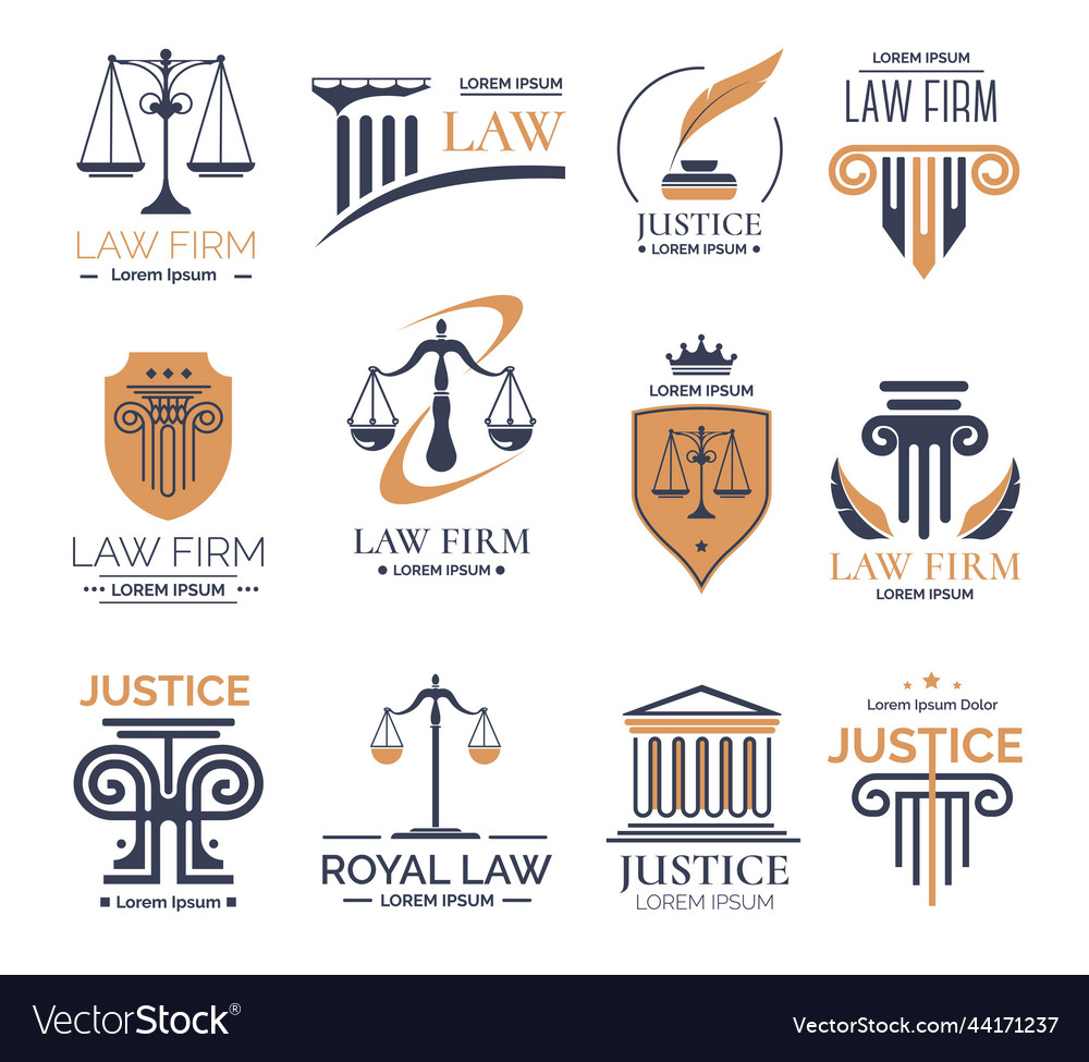 Justice and law court and advocacy logotypes Vector Image