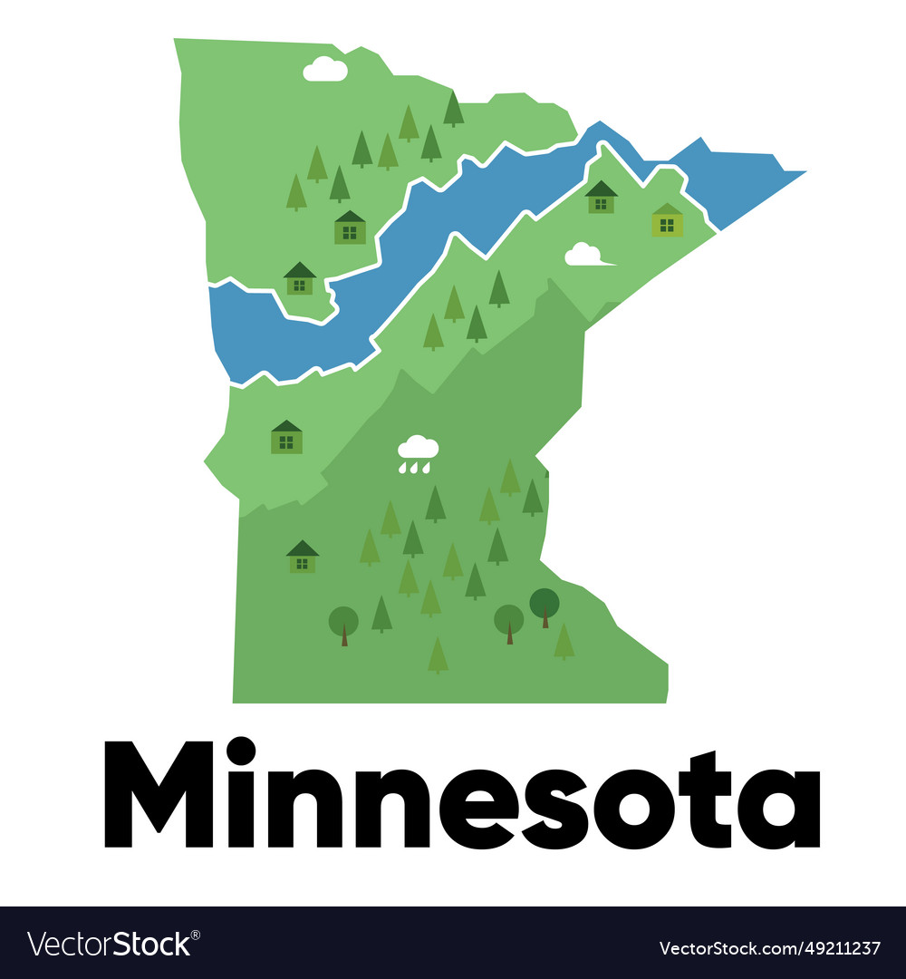 Minnesota map shape united states america green Vector Image