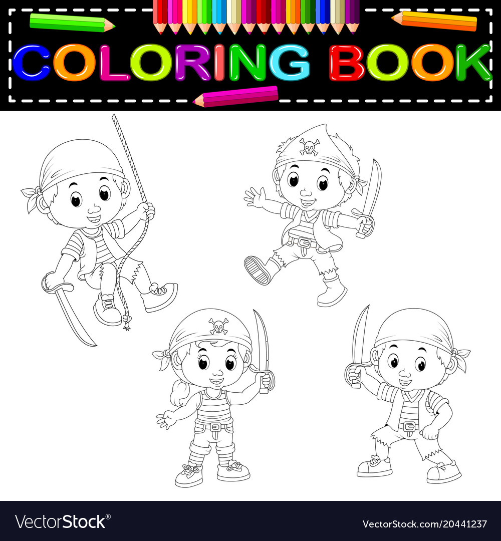 Pirate coloring book Royalty Free Vector Image