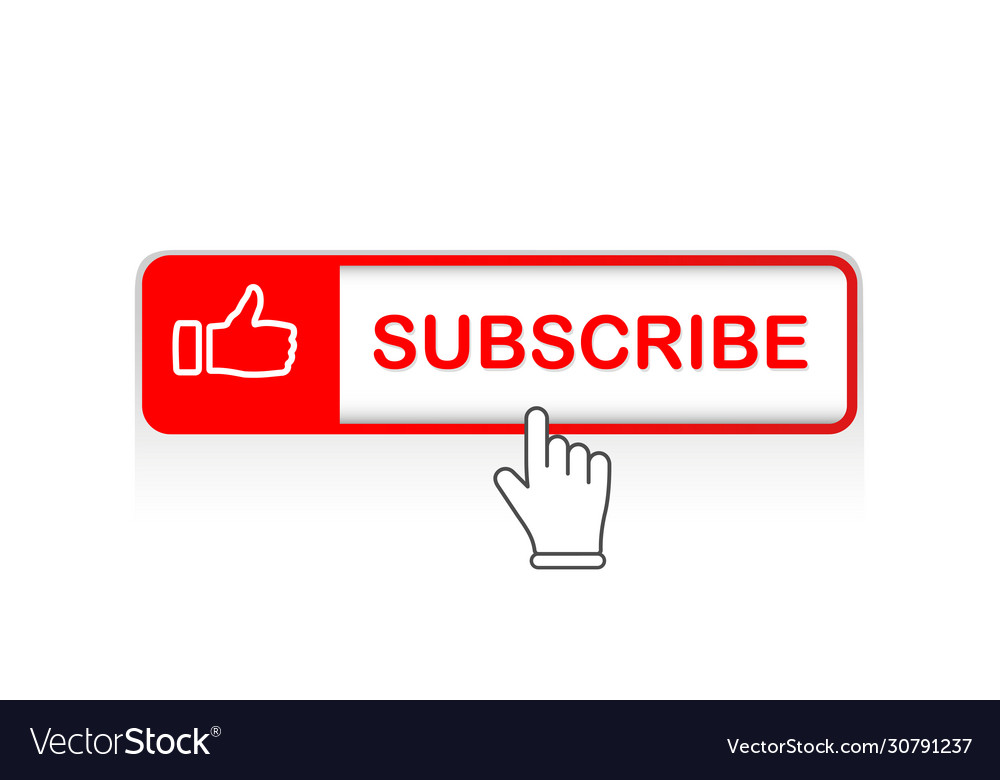 Red subscribe button with mouse pointer and Vector Image