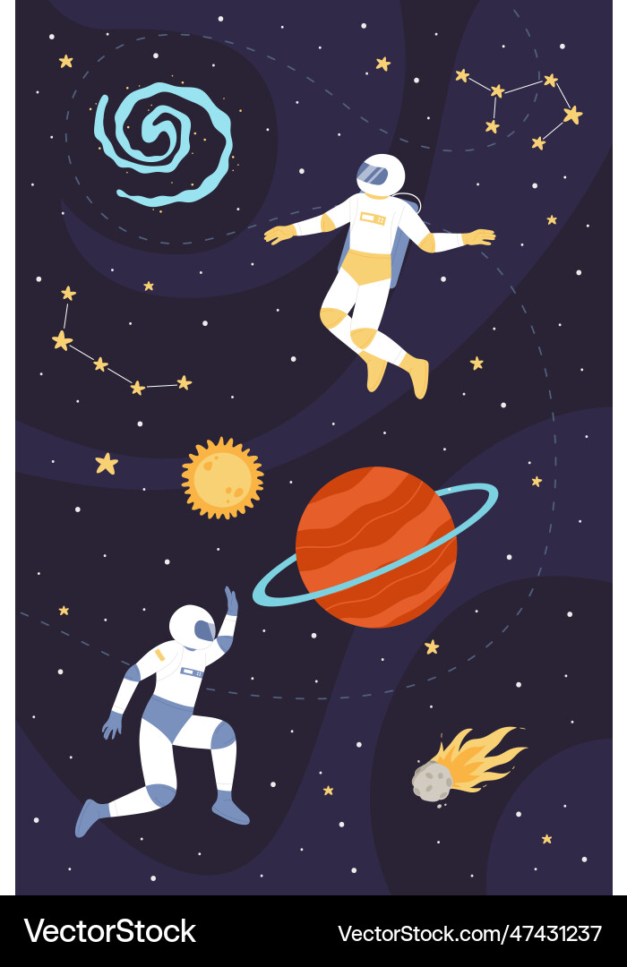 Space explorers travel vertical concept Royalty Free Vector