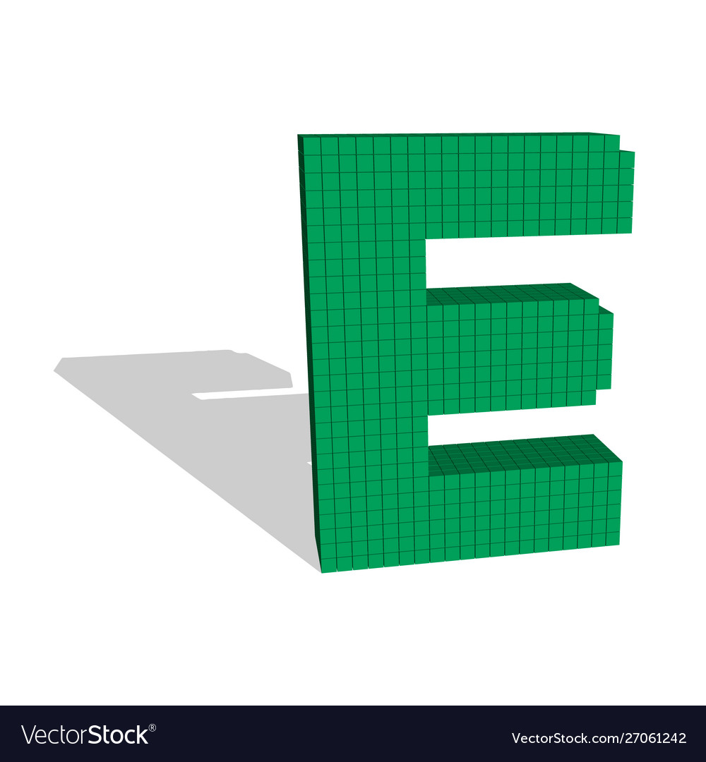 3d Pixelated Capital Letter E 3d Royalty Free Vector Image