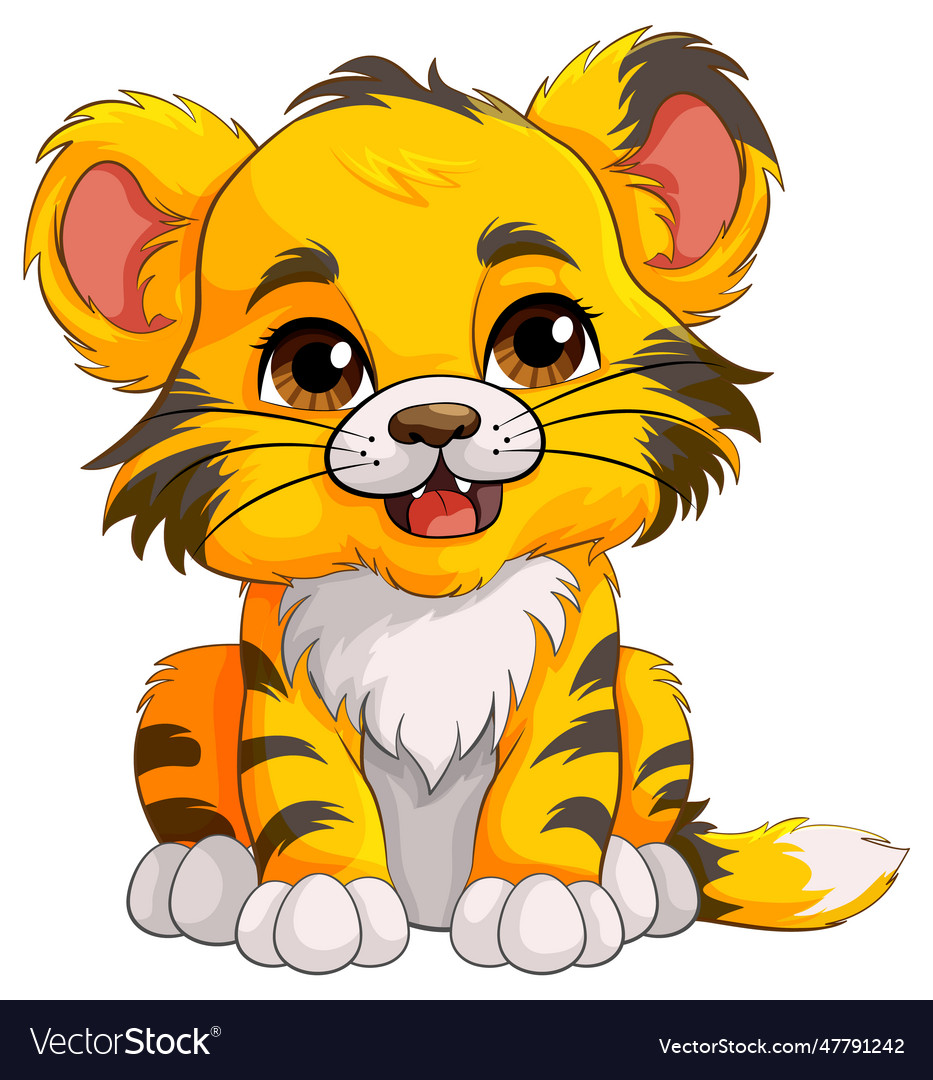 Cute baby tiger cartoon character Royalty Free Vector Image