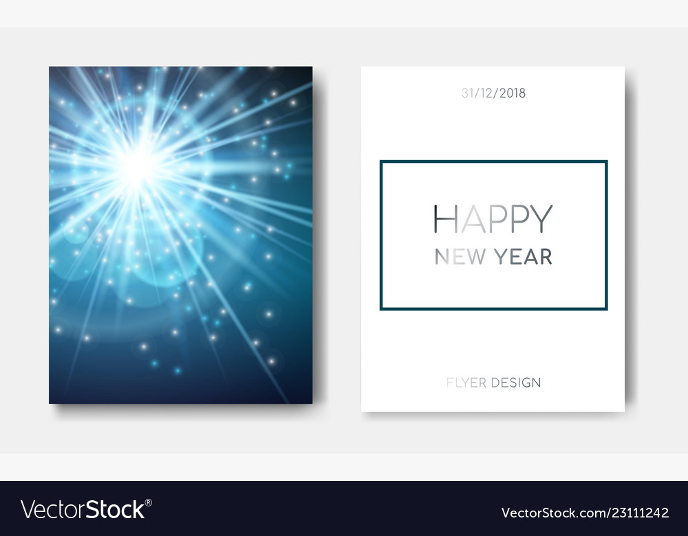 Happy New Year Night Flyers Banner With Sparks Vector Image