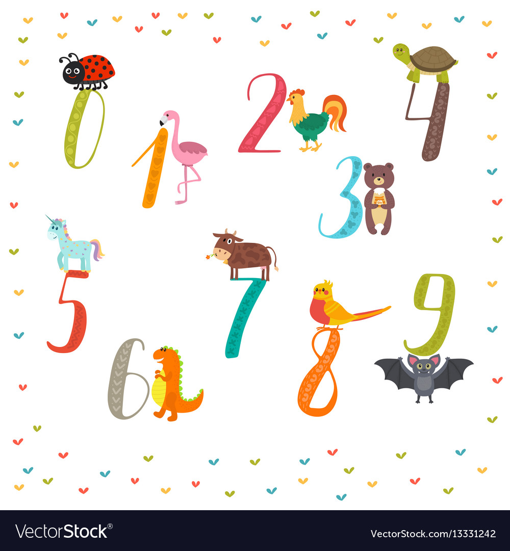 Learn to count numbers funny cartoon childish Vector Image