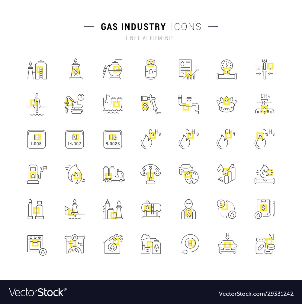 Set line icons gas industry Royalty Free Vector Image