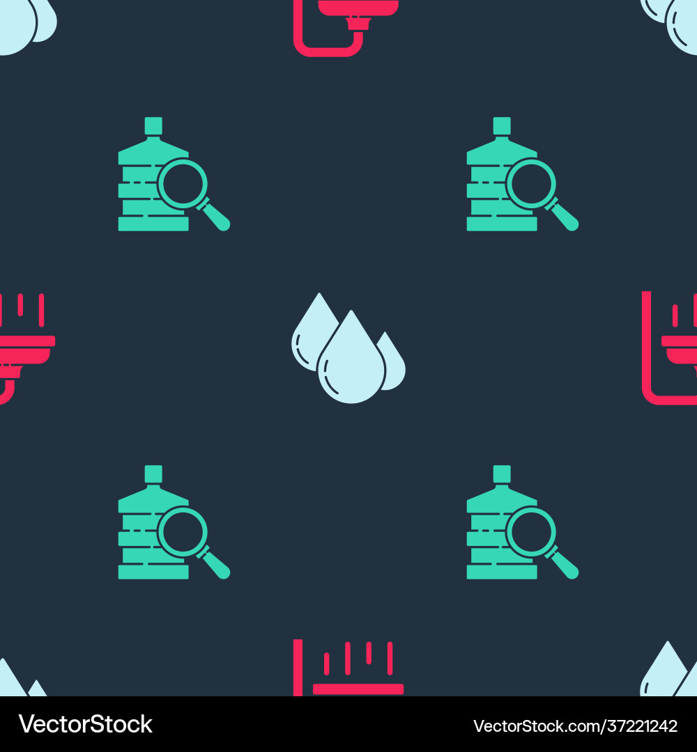 Set shower head water drop and big bottle Vector Image
