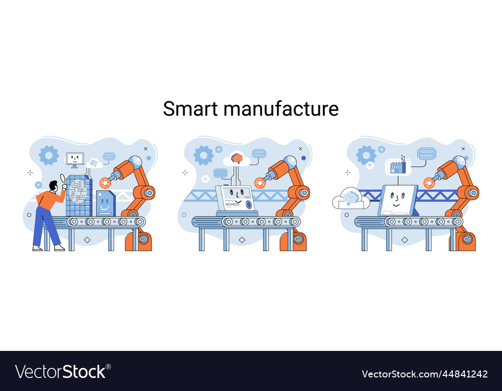 smart-manufacture-metaphor-with-automated-vector-image