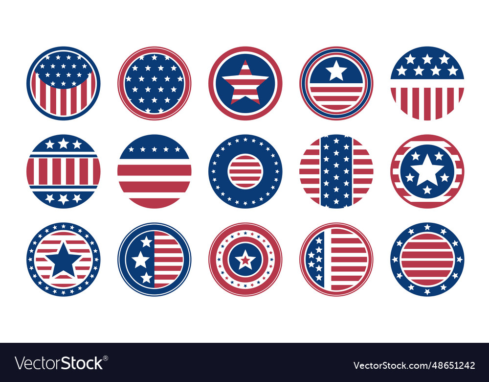 Us american flag circle label round stamp with Vector Image