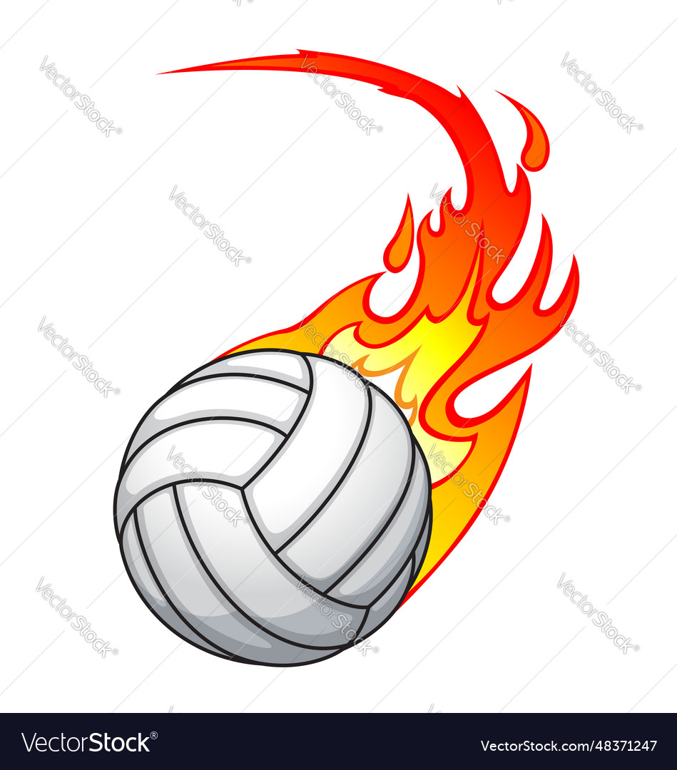 Fast flying flaming volleyball serve Royalty Free Vector