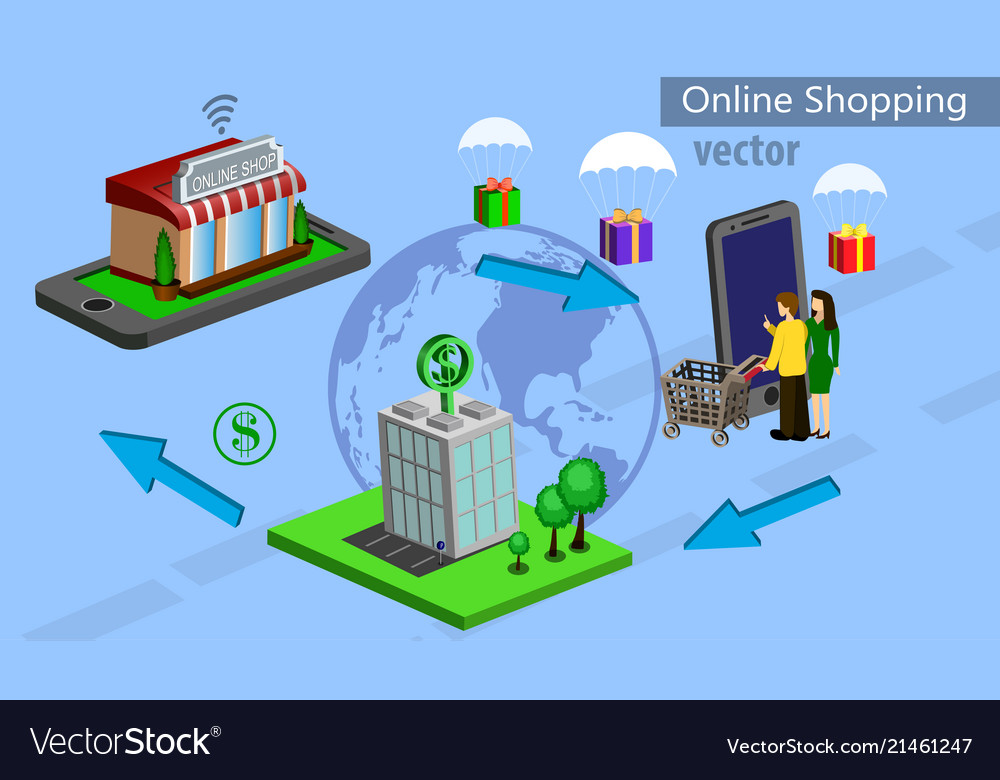Mobile Shopping E Commerce Royalty Free Vector Image