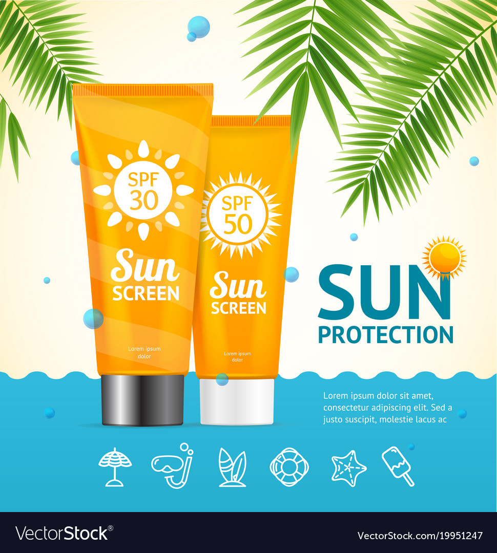 Realistic 3d detailed sunscreen sun protection Vector Image