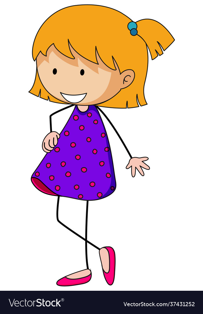 A happy girl doodle cartoon character isolated Vector Image A happy girl doodle cartoon character isolated Vector Image