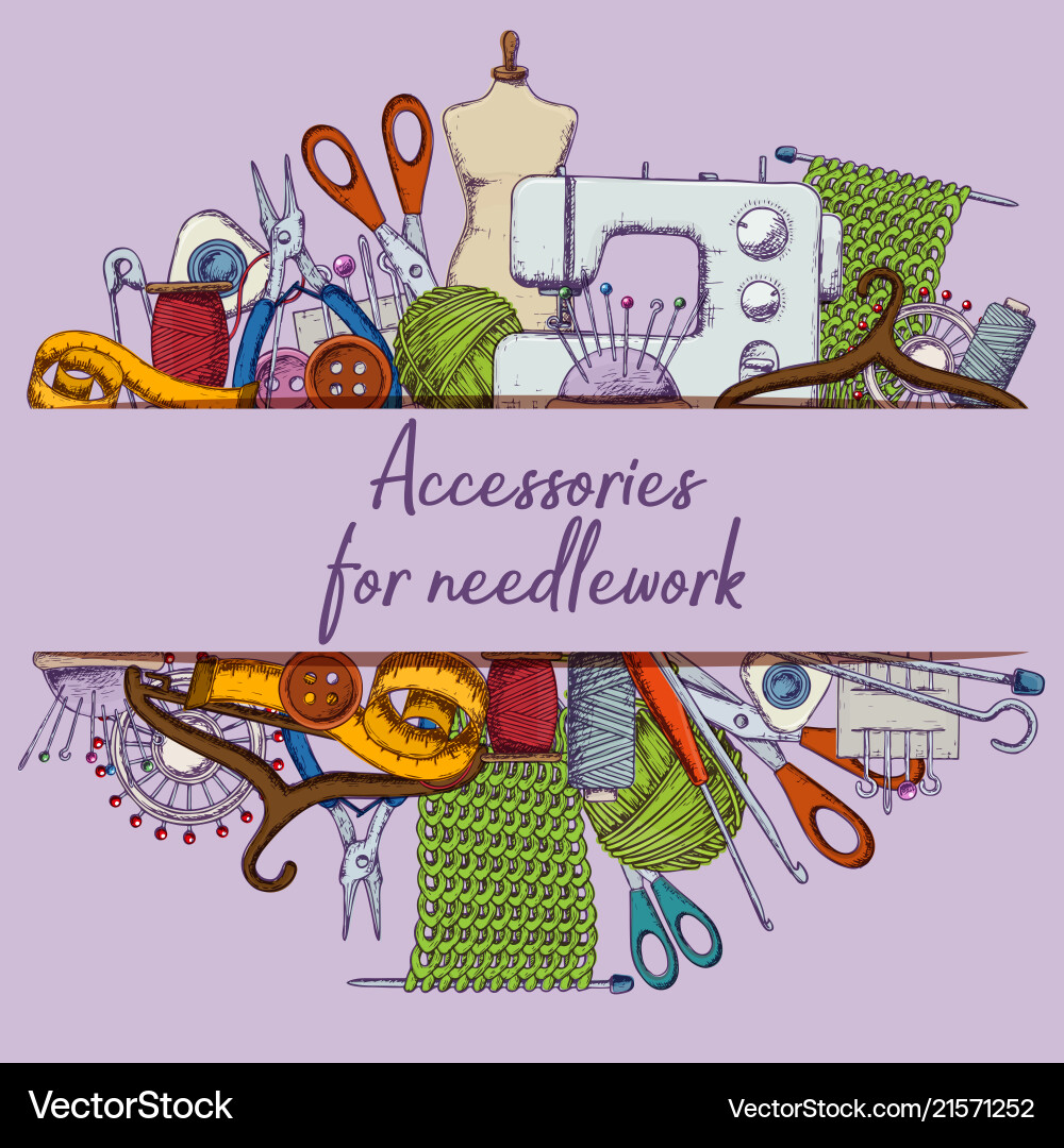 Accessories for needlework Royalty Free Vector Image