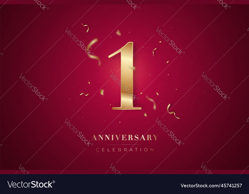 1st anniversary celebration greeting card golden Vector Image