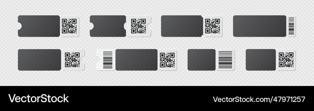 Blank black and white ticket template mockup with Vector Image