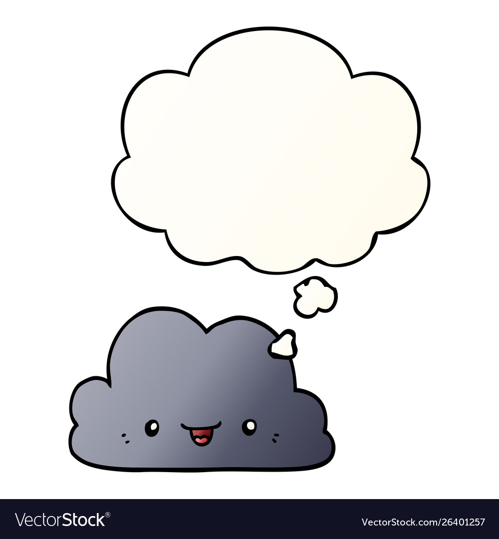 Cute cartoon cloud and thought bubble in smooth Vector Image