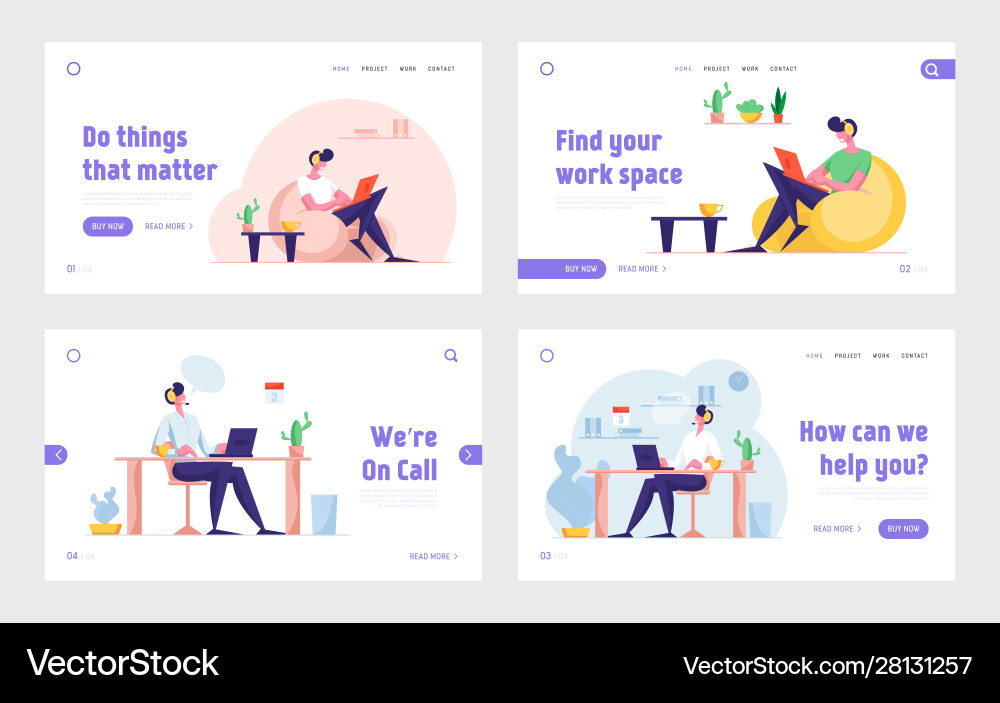 Freelance job and hotline support service website Vector Image