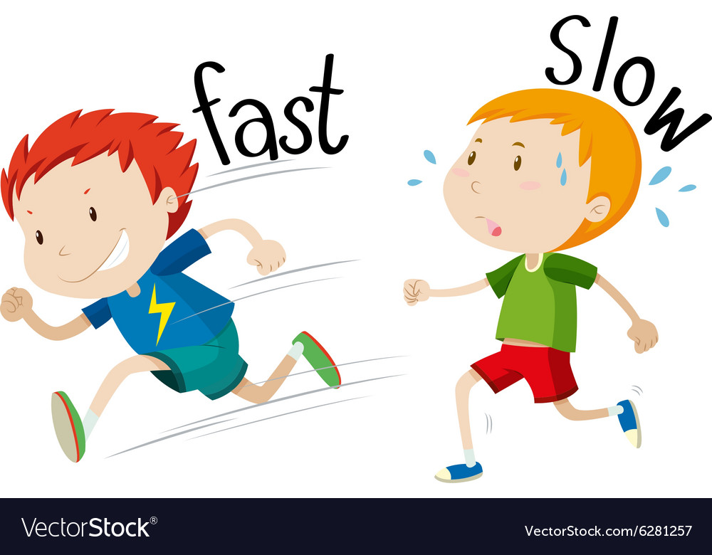 opposite-adjectives-fast-and-slow-royalty-free-vector-image