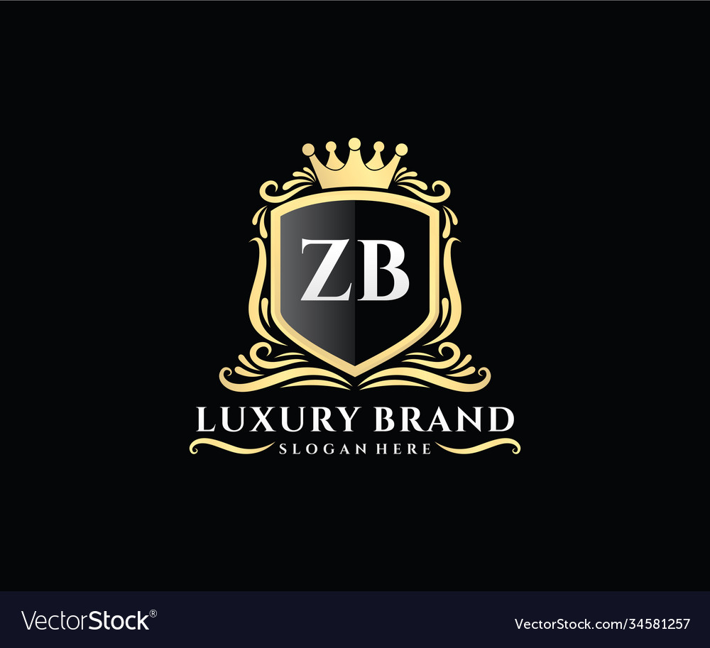 Zb initial letter gold calligraphic feminine Vector Image