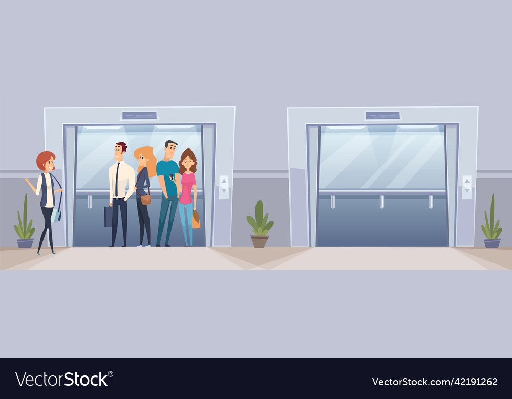 Business people in elevator open and closed Vector Image