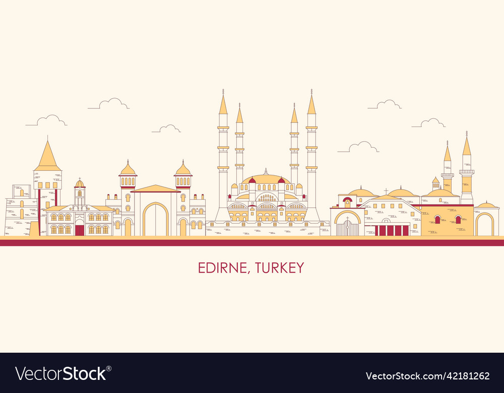 Cartoon skyline panorama of city edirne turkey Vector Image