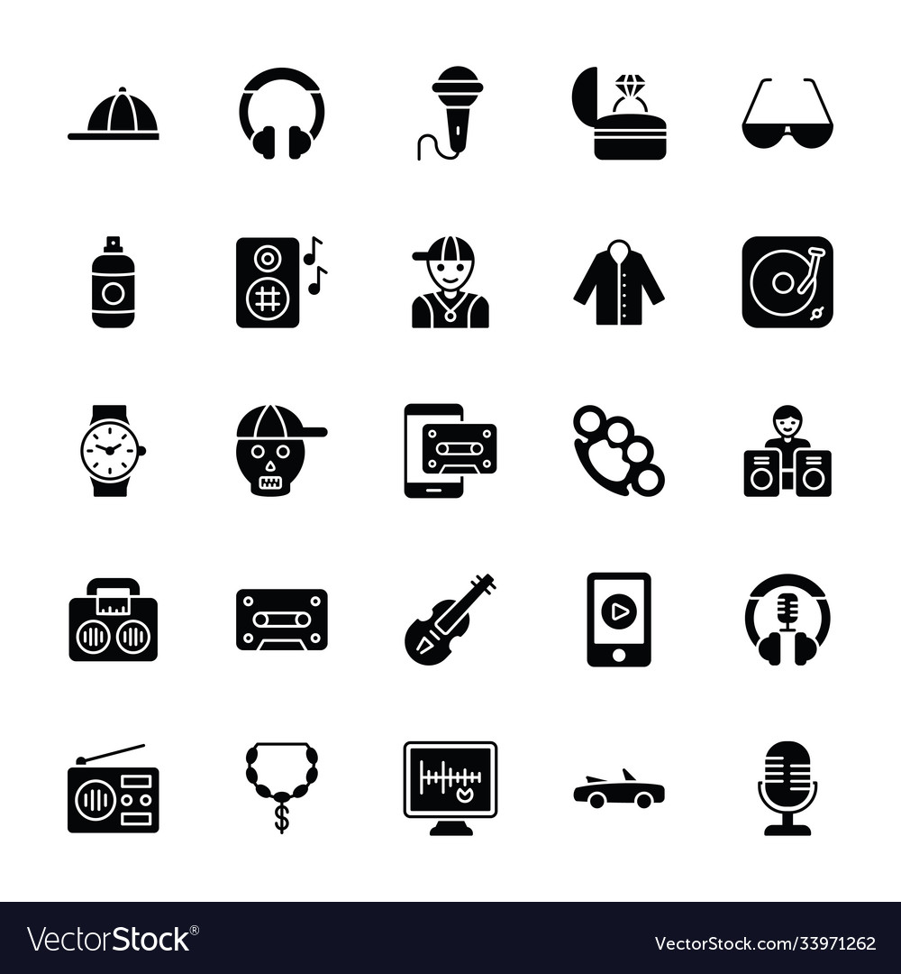 Hiphop icons pack Royalty Free Vector Image - VectorStock