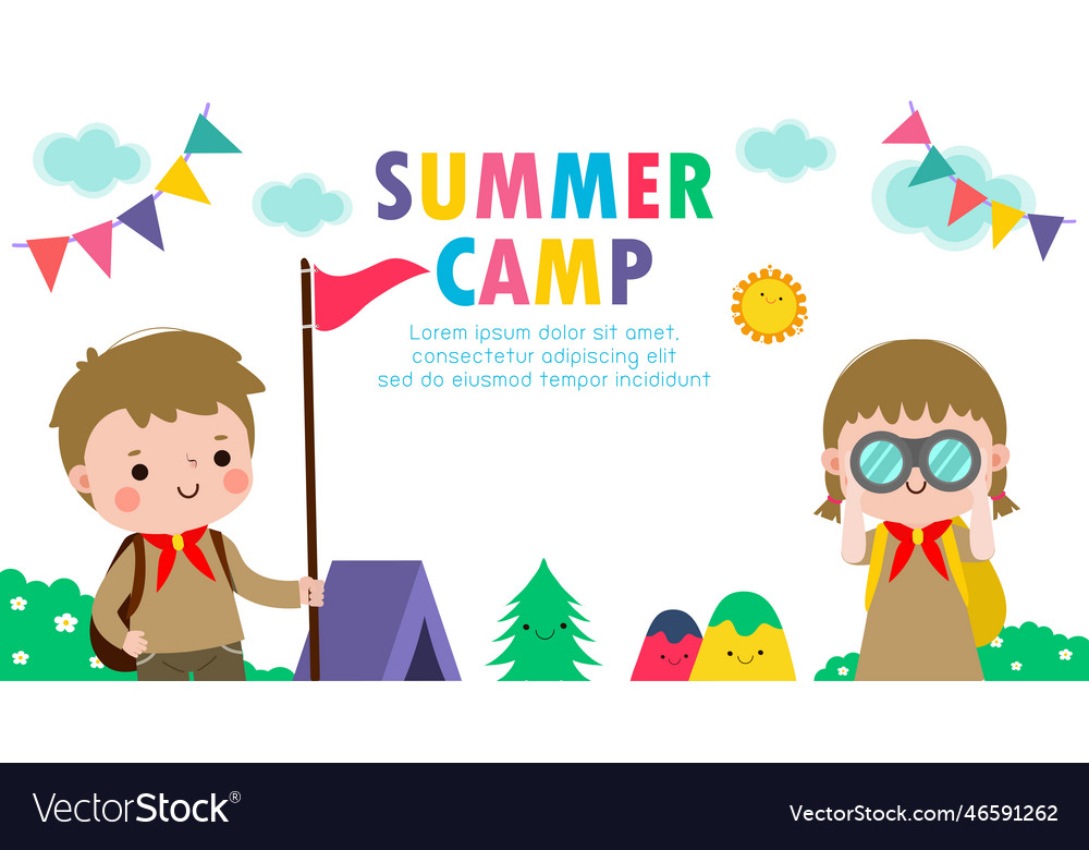 Kids summer camp background education template Vector Image