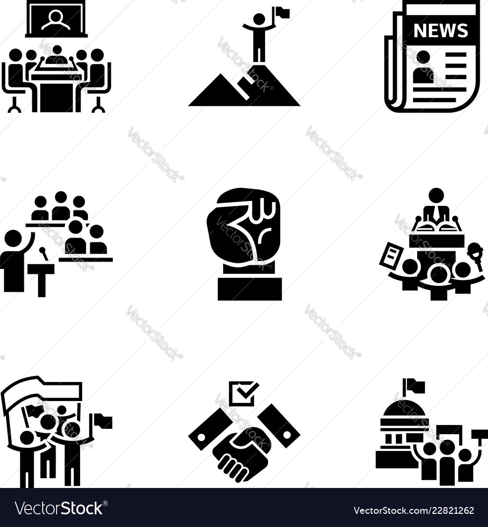 Political Debate Icon Set Simple Style Royalty Free Vector