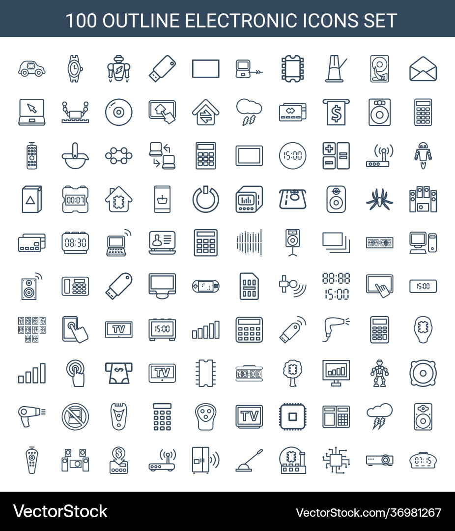 100 electronic icons Royalty Free Vector Image
