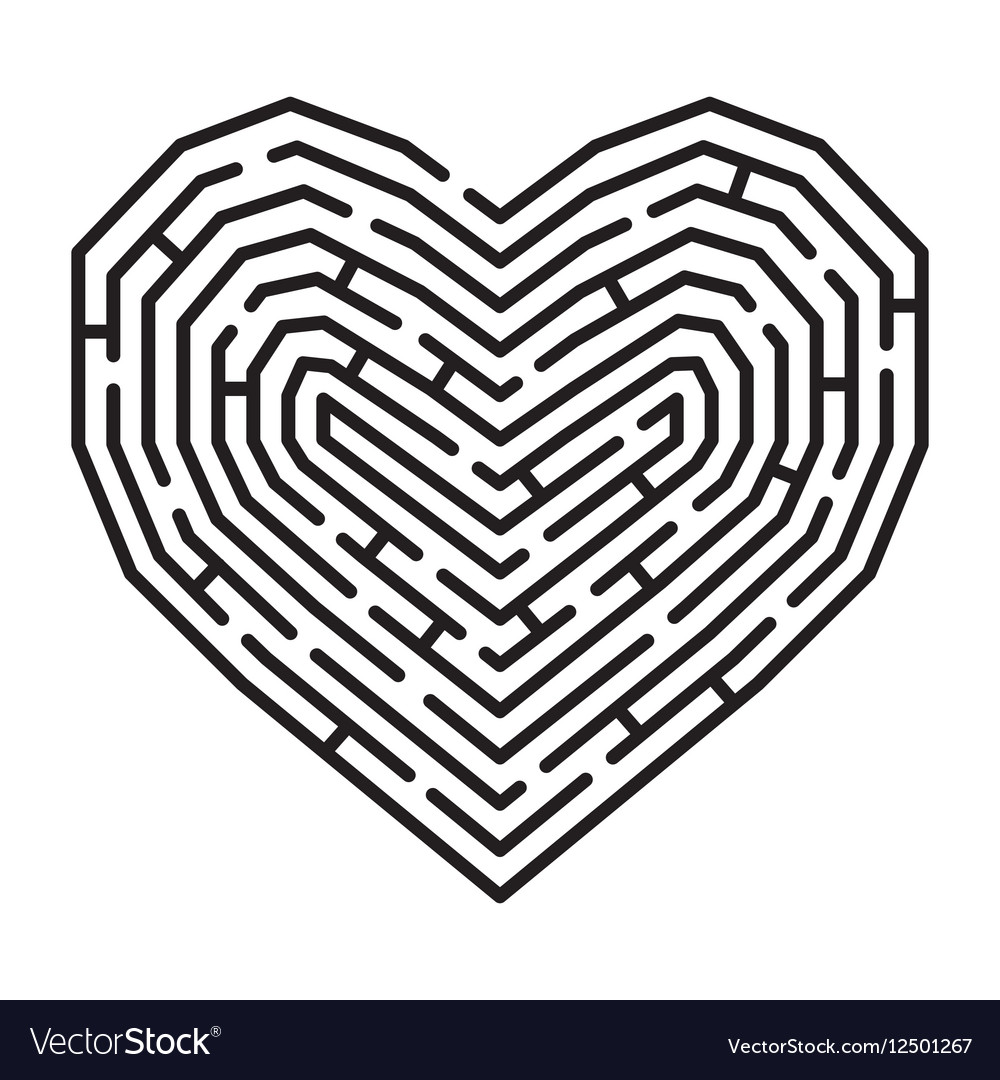 Labyrinth in a shape of heart Royalty Free Vector Image