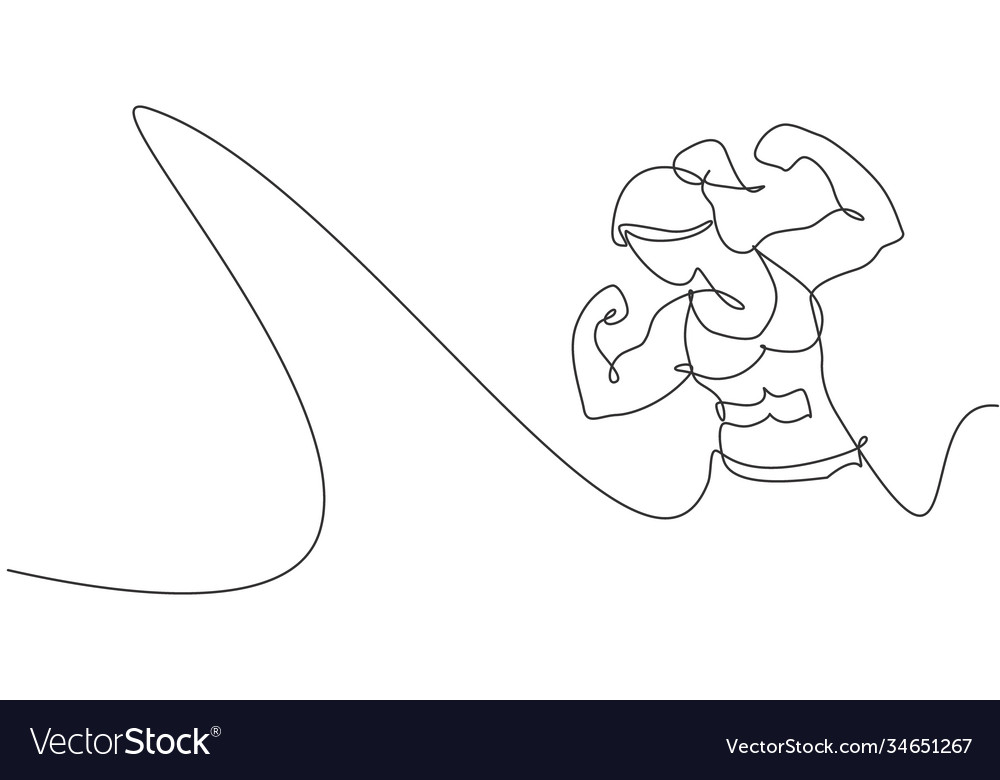 One single line drawing young energetic model Vector Image