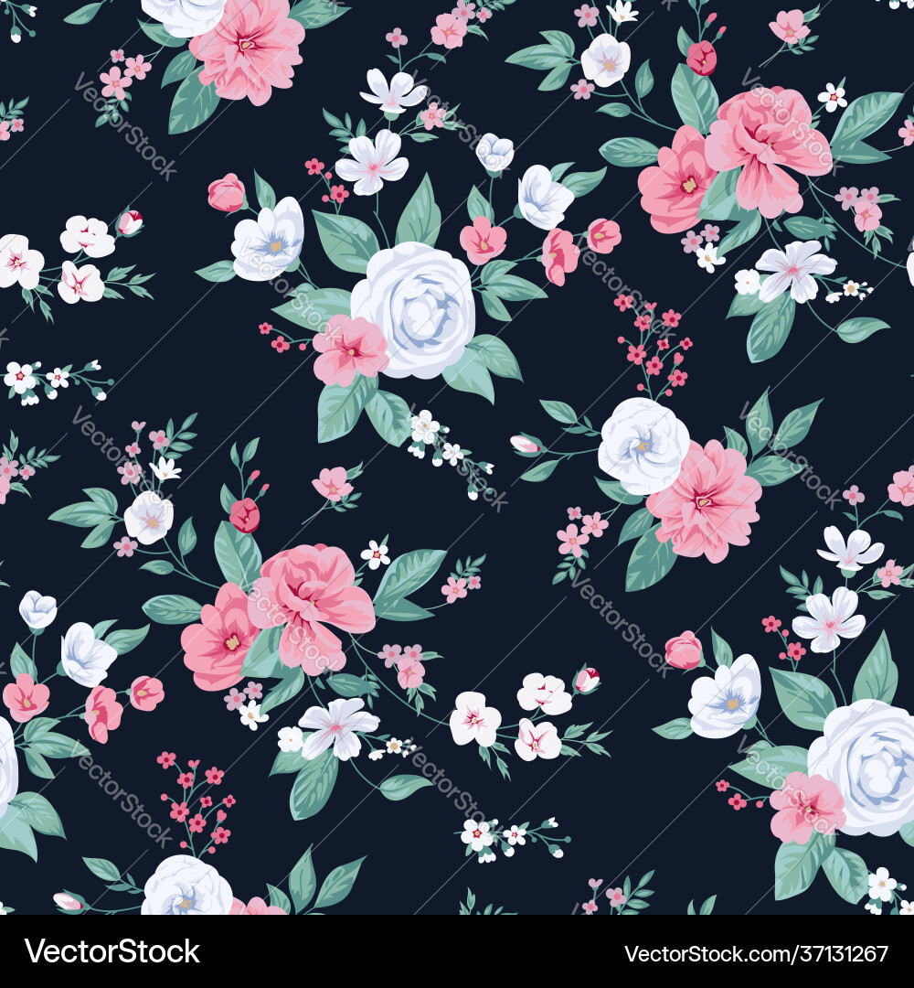 Seamless pattern with spring flowers Royalty Free Vector