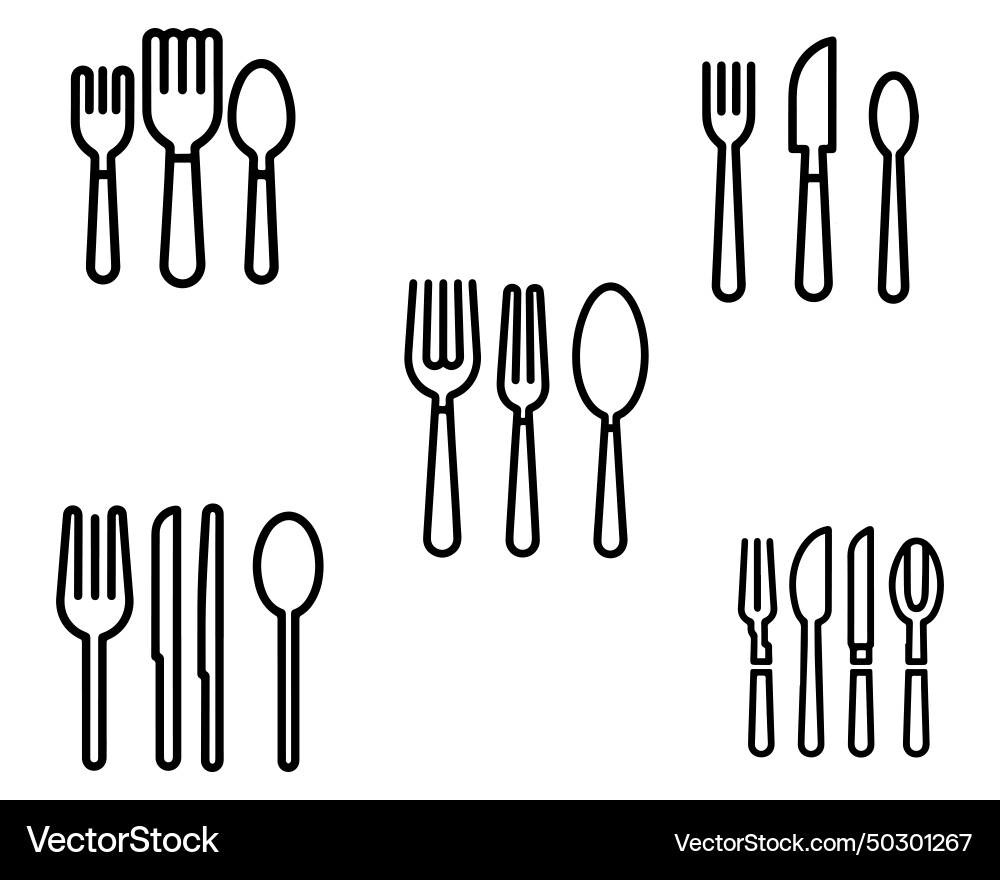 Spoons and forks set on white background st Vector Image