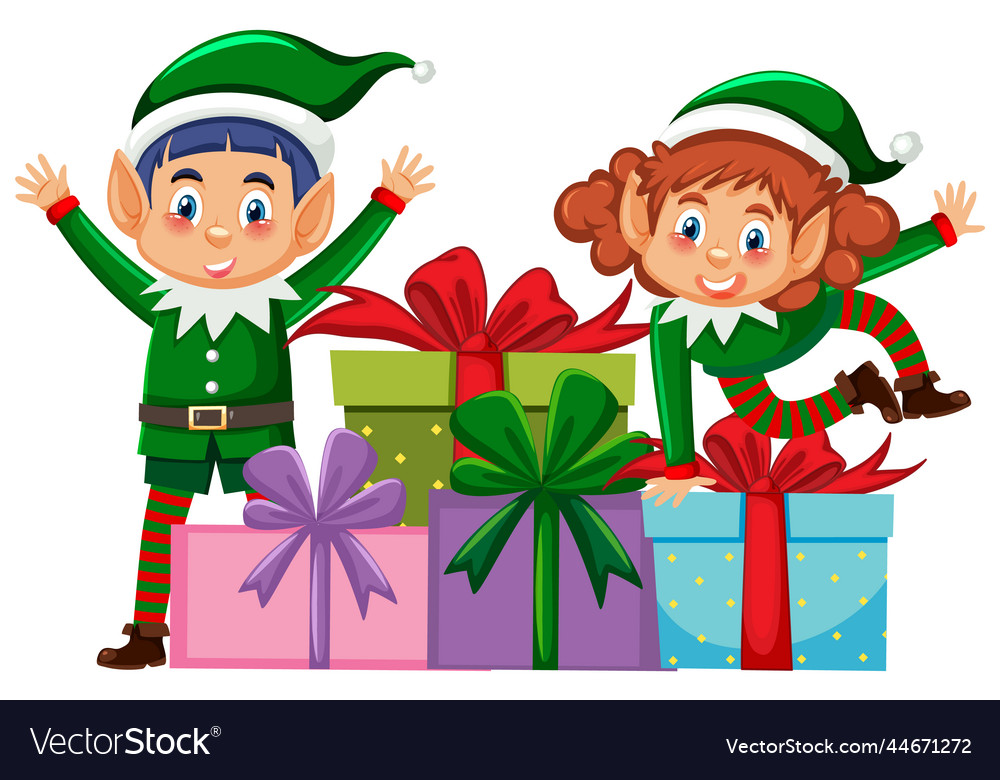 Christmas elf cartoon character Royalty Free Vector Image