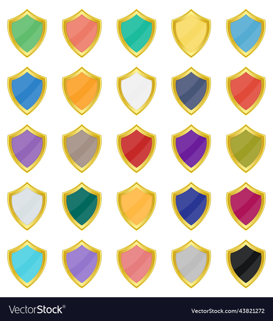 Collection of icons of colored shields Royalty Free Vector