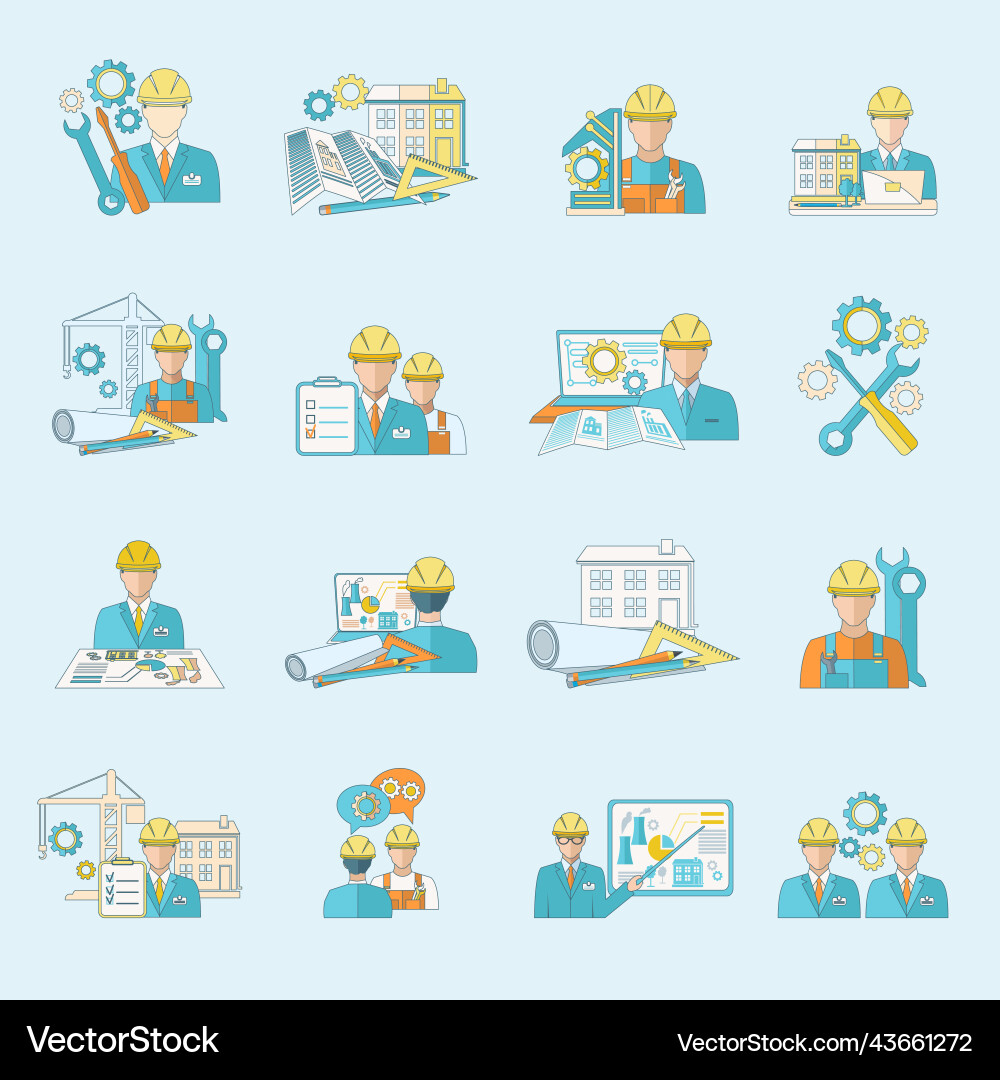 Engineer icon line Royalty Free Vector Image - VectorStock