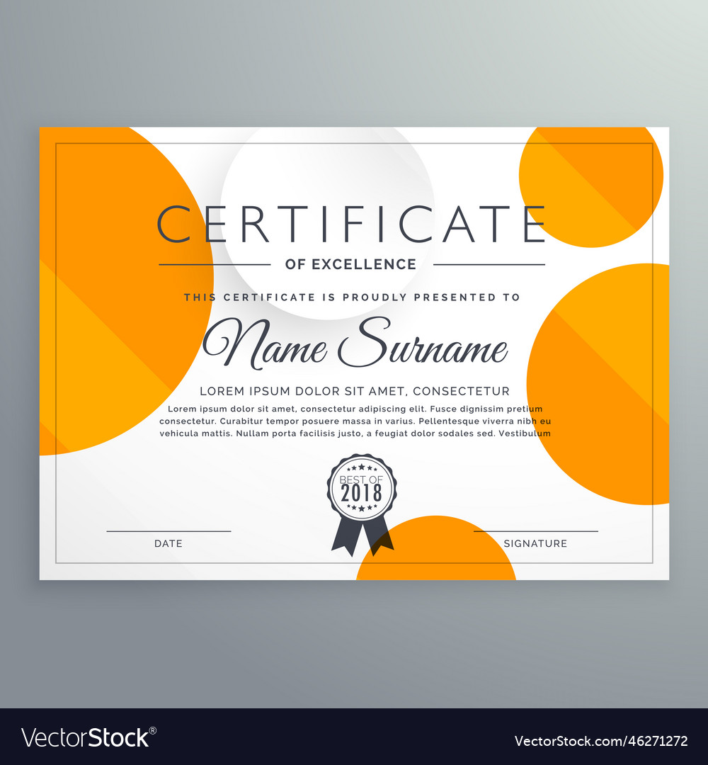 Modern certificate template design with orange Vector Image