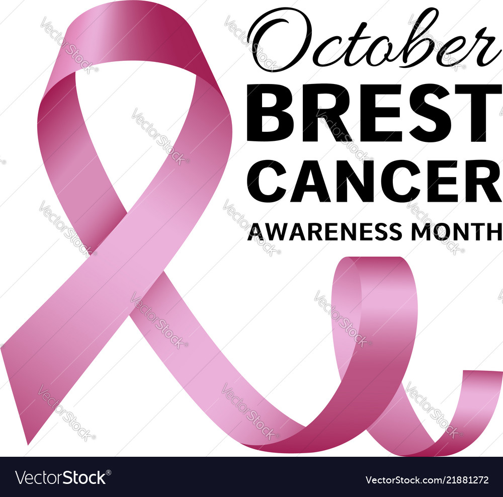 October Breast Cancer Logo Realistic Style Vector Image 2185