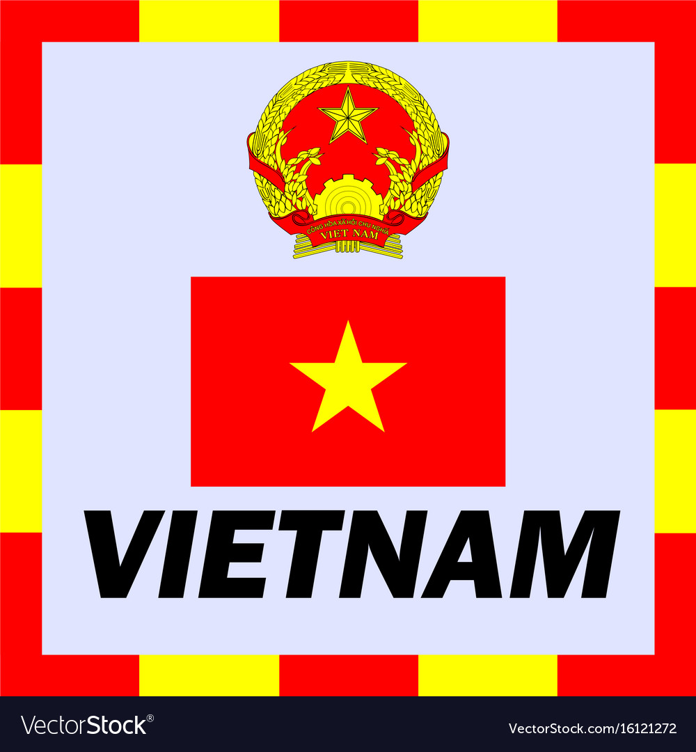 Official ensigns flag and coat of arm of vietnam Vector Image