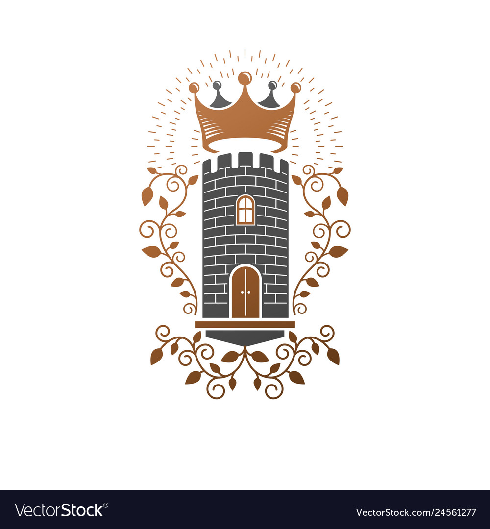 Ancient citadel emblem heraldic design element Vector Image