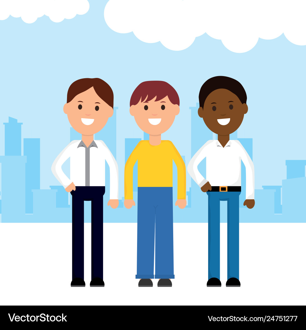 Group men characters Royalty Free Vector Image